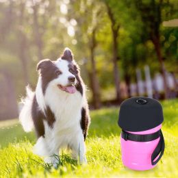 Dog Travel Kettle Portable Kettle Pet Outdoor Drinking Water Accompanying Cup (Color: Hot Pink)